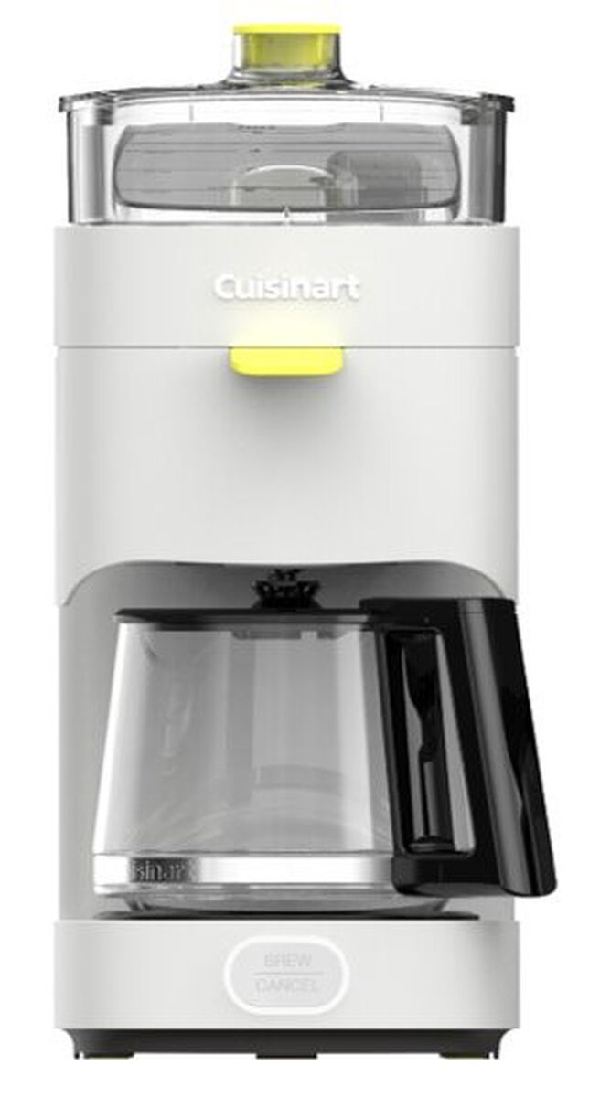 Cuisinart SoHo DCC-5TR five-cup drip brewer with glass carafe, shown in a pale finish