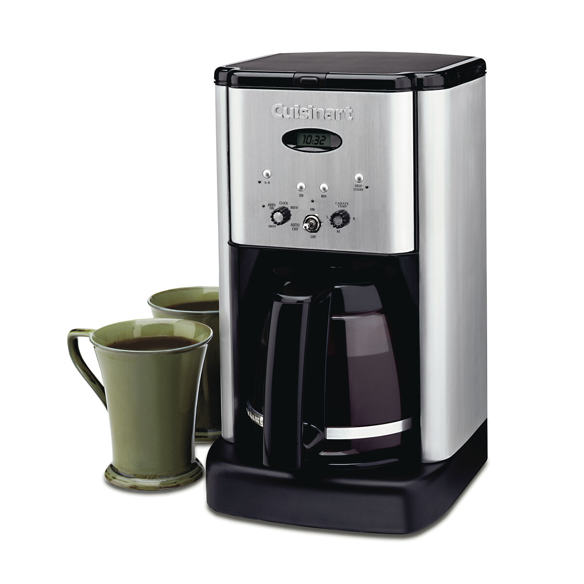 Cuisinart DCC-1200NAS Brew Central stainless 12-cup glass-carafe coffee maker with labeled control panel