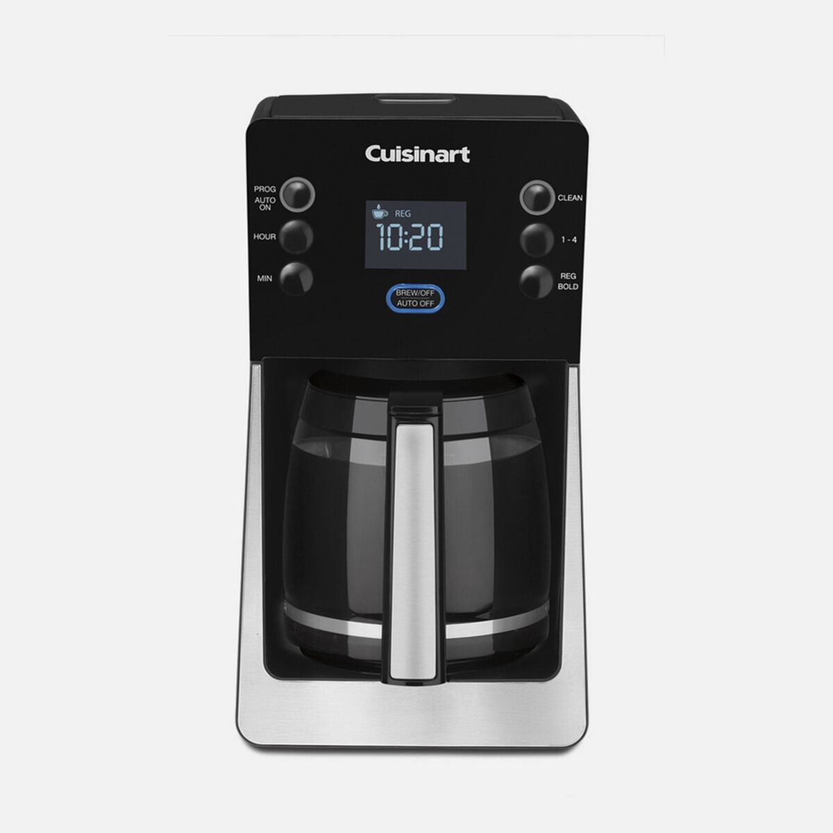 Black and stainless Cuisinart DCC-2800 PerfecTemp coffee maker with 14-cup glass carafe