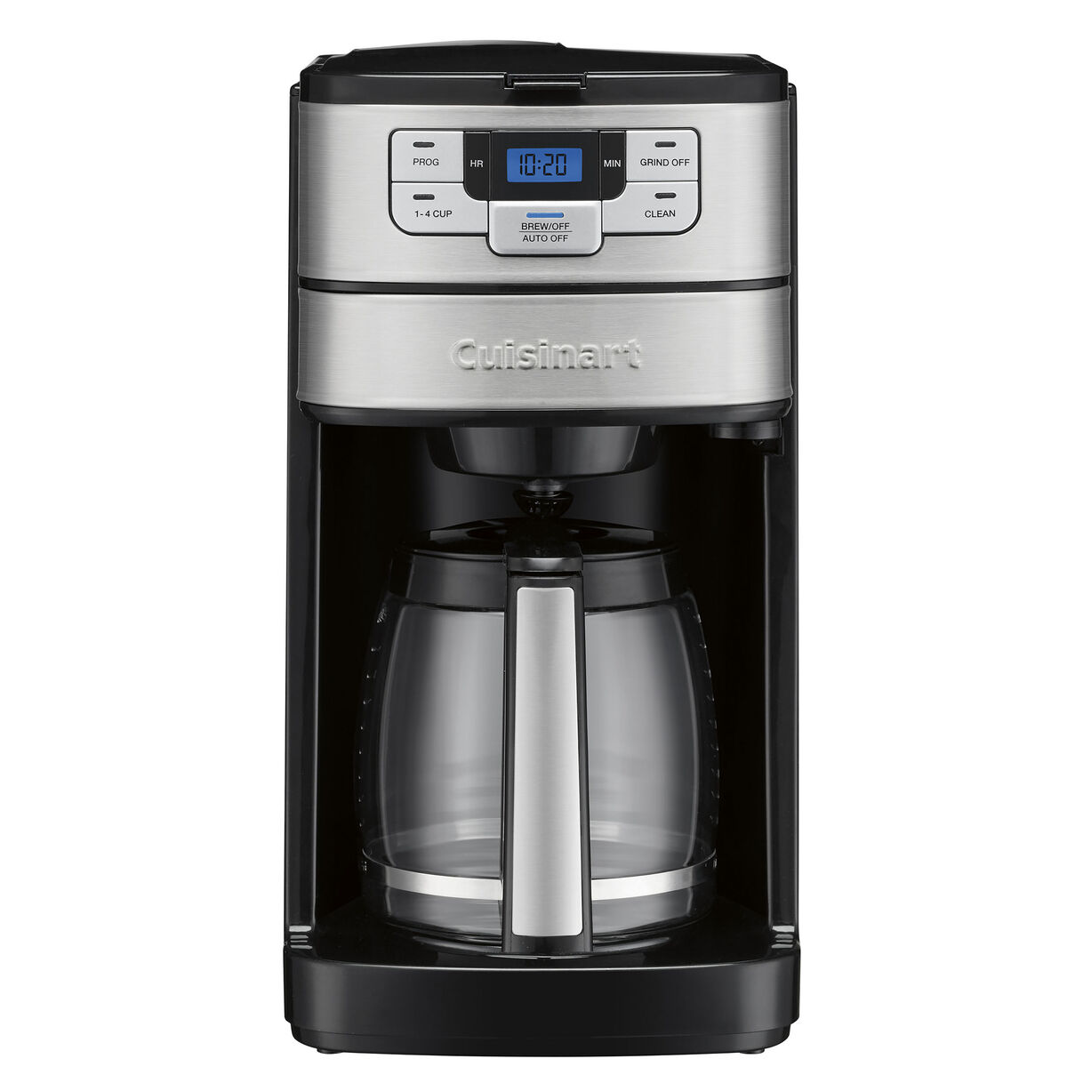 Cuisinart DGB-400NAS Black Stainless 12-cup automatic grind-and-brew coffee maker with glass carafe