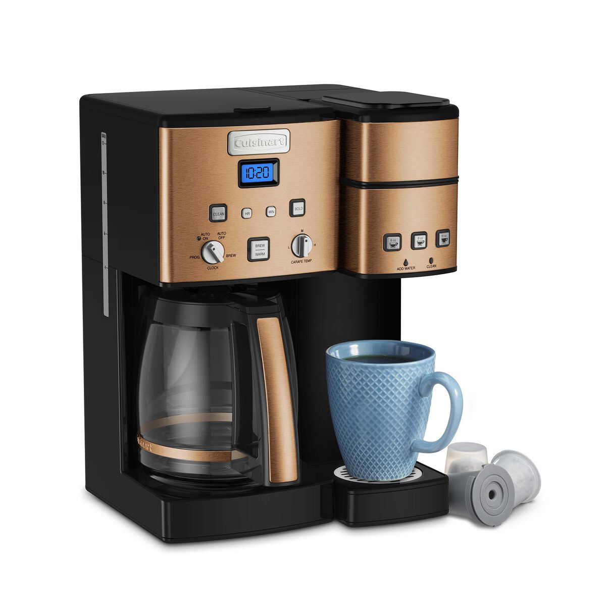 Cuisinart SS-15CP Coffee Center in the Copper color listed for this model, with glass carafe and three single-serve buttons