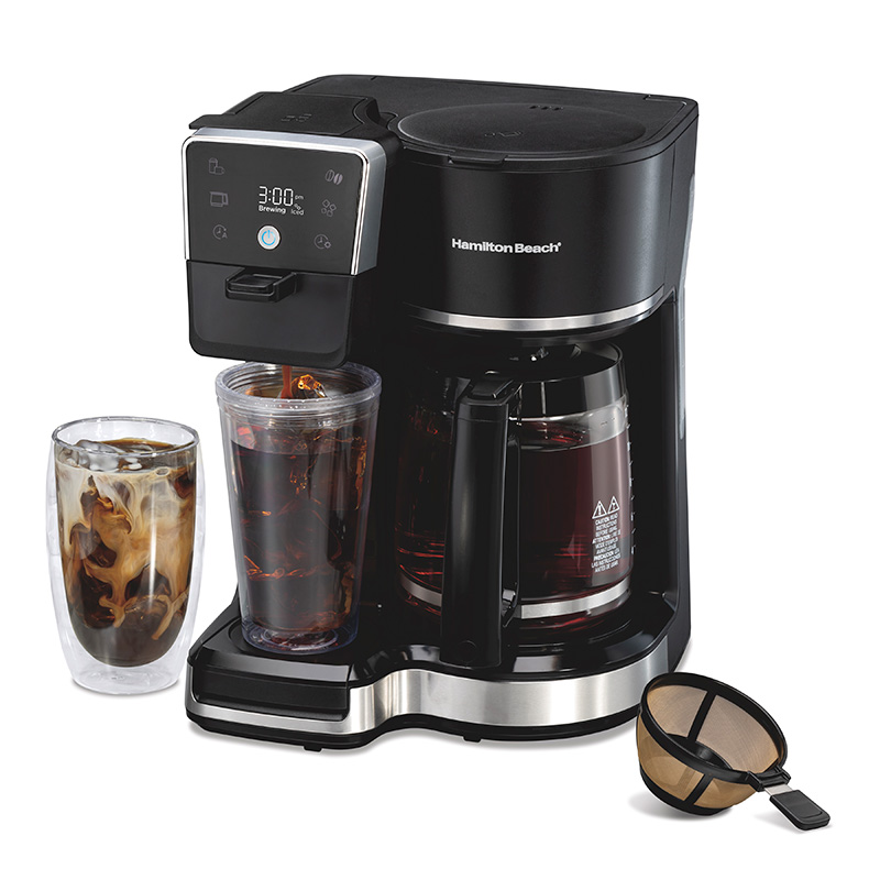 Hamilton Beach 47500J two-way programmable grounds coffee maker with cup and glass carafe