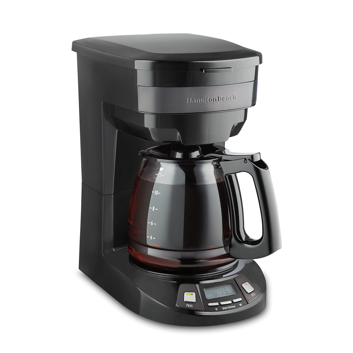 Hamilton Beach black-stainless glass-carafe coffee maker, exact model 46293J as shown on its U.S. product page