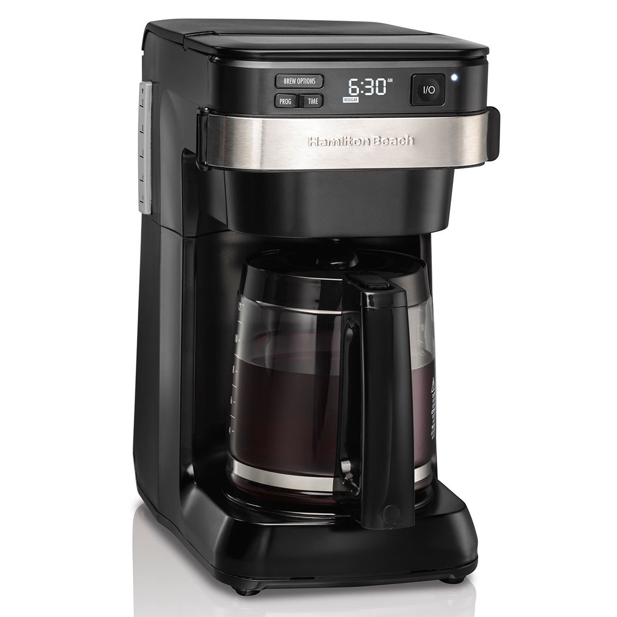 Hamilton Beach model 46300 Front-Fill 12 Cup Programmable Coffee Maker with glass carafe