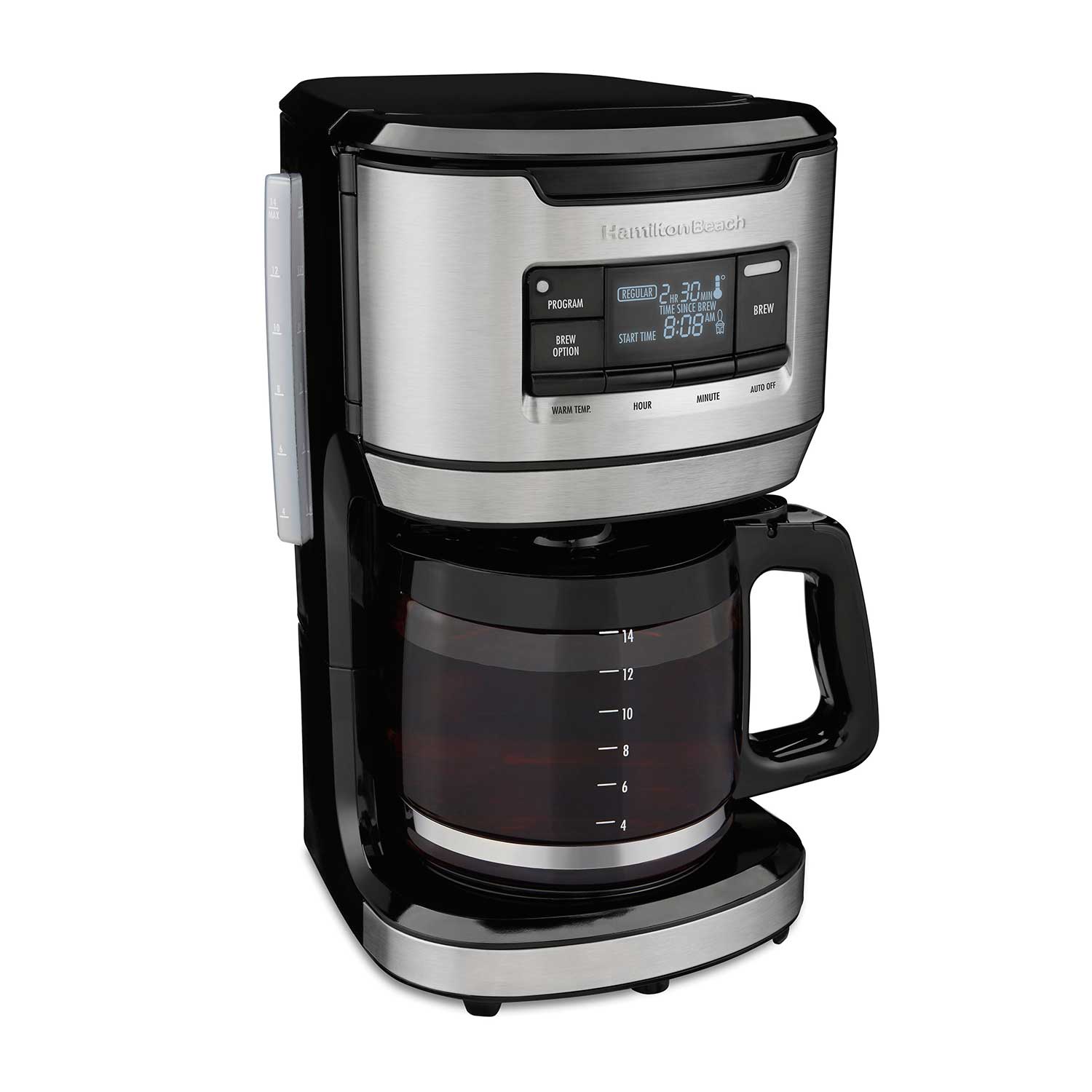 Hamilton Beach FrontFill 14 Cup Programmable Coffee Maker model 46390 with glass carafe