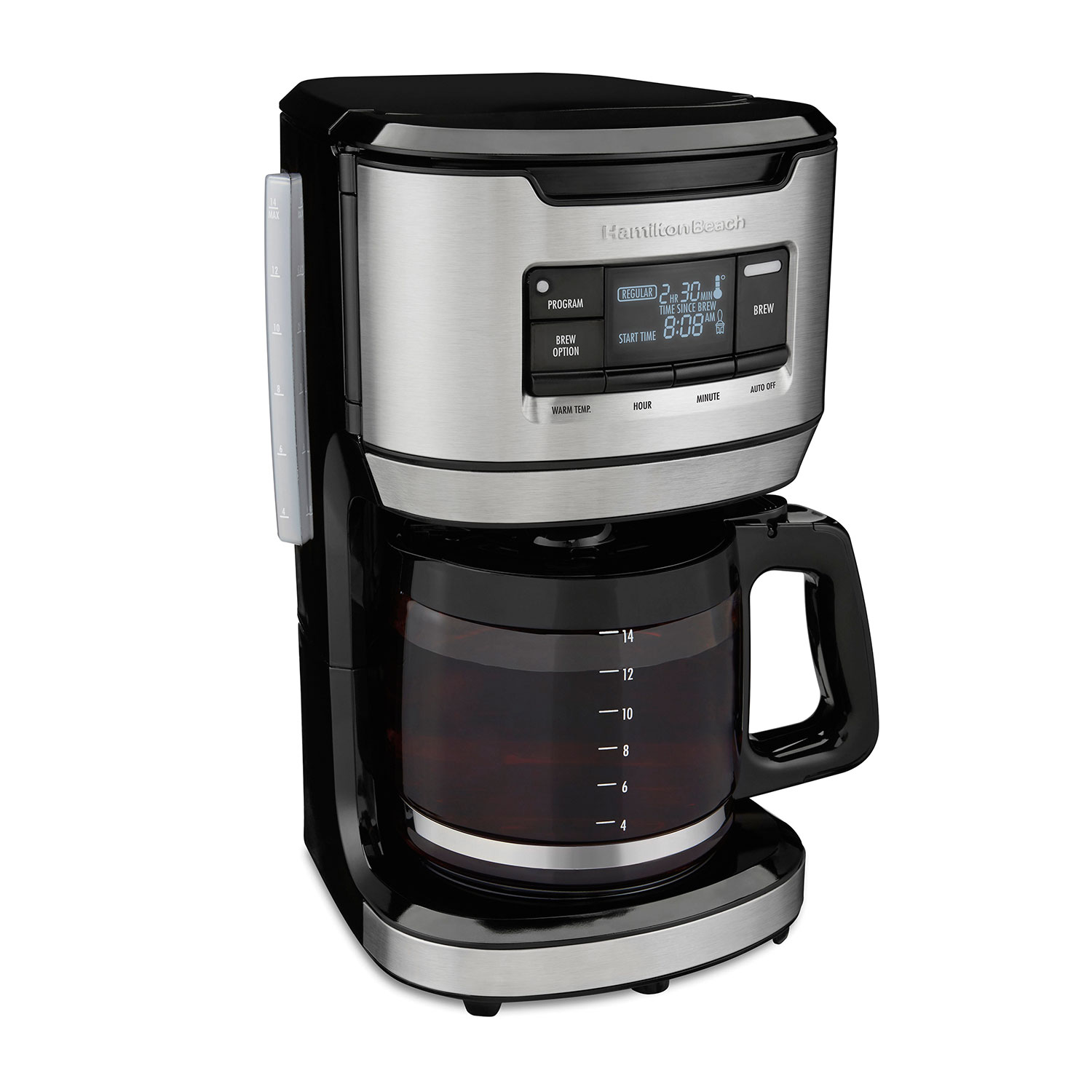 Hamilton Beach FrontFill 14 Cup Programmable Coffee Maker model 46392 with glass carafe