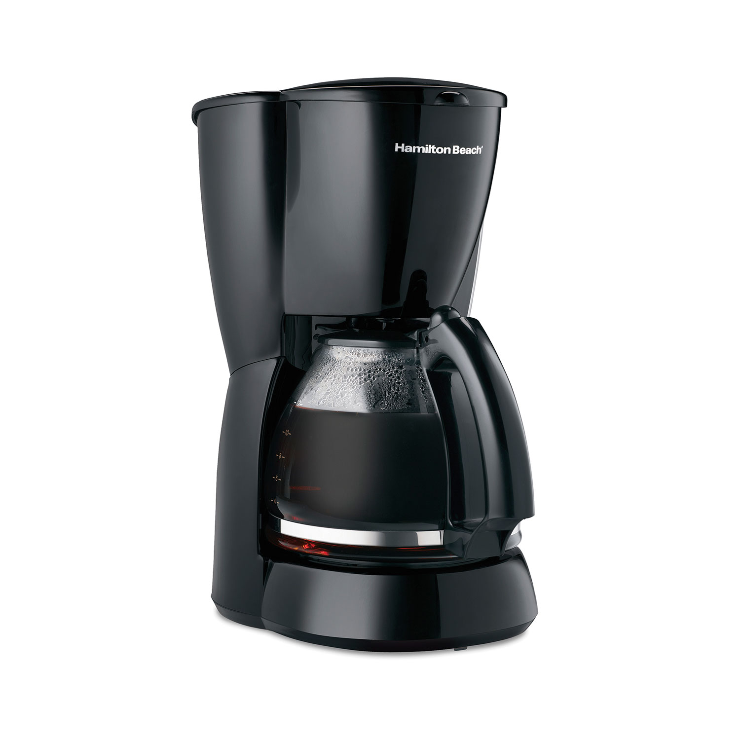 Hamilton Beach black 12-cup coffee maker with glass carafe and warming plate, exact model 49316RG