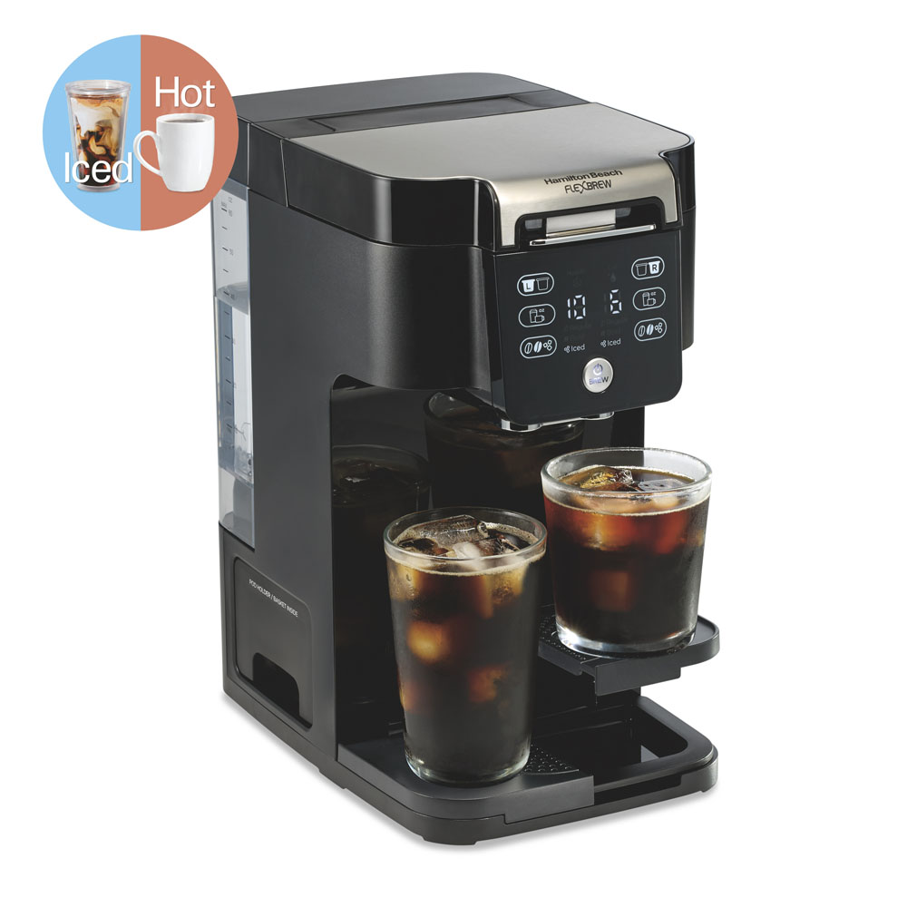 Hamilton Beach FlexBrew Mix & Match Brewer 49926, with two brewing outlets and side controls