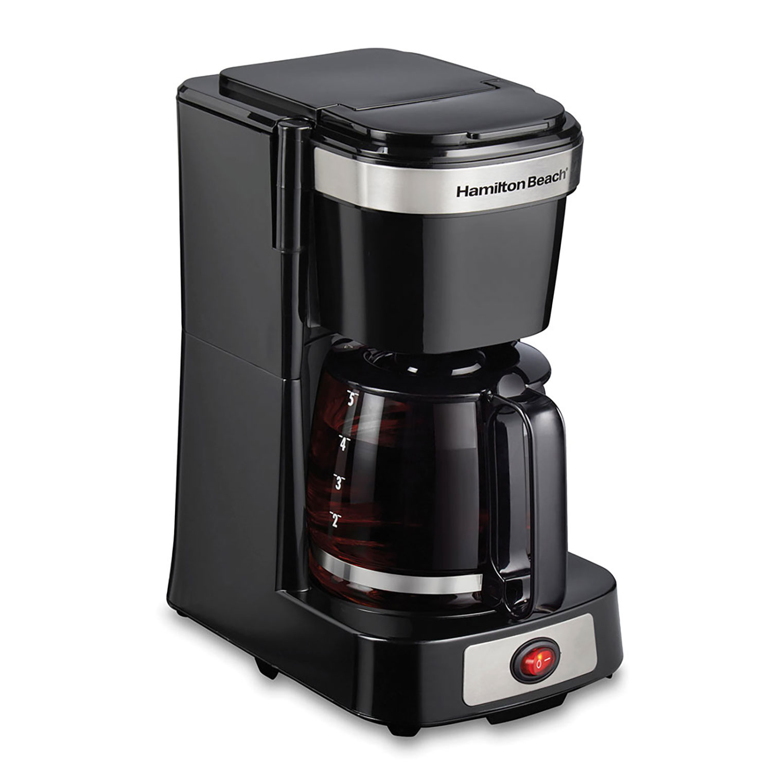 Hamilton Beach FrontFill coffee maker exact model 46110 with glass carafe and controls as shown on its manufacturer page