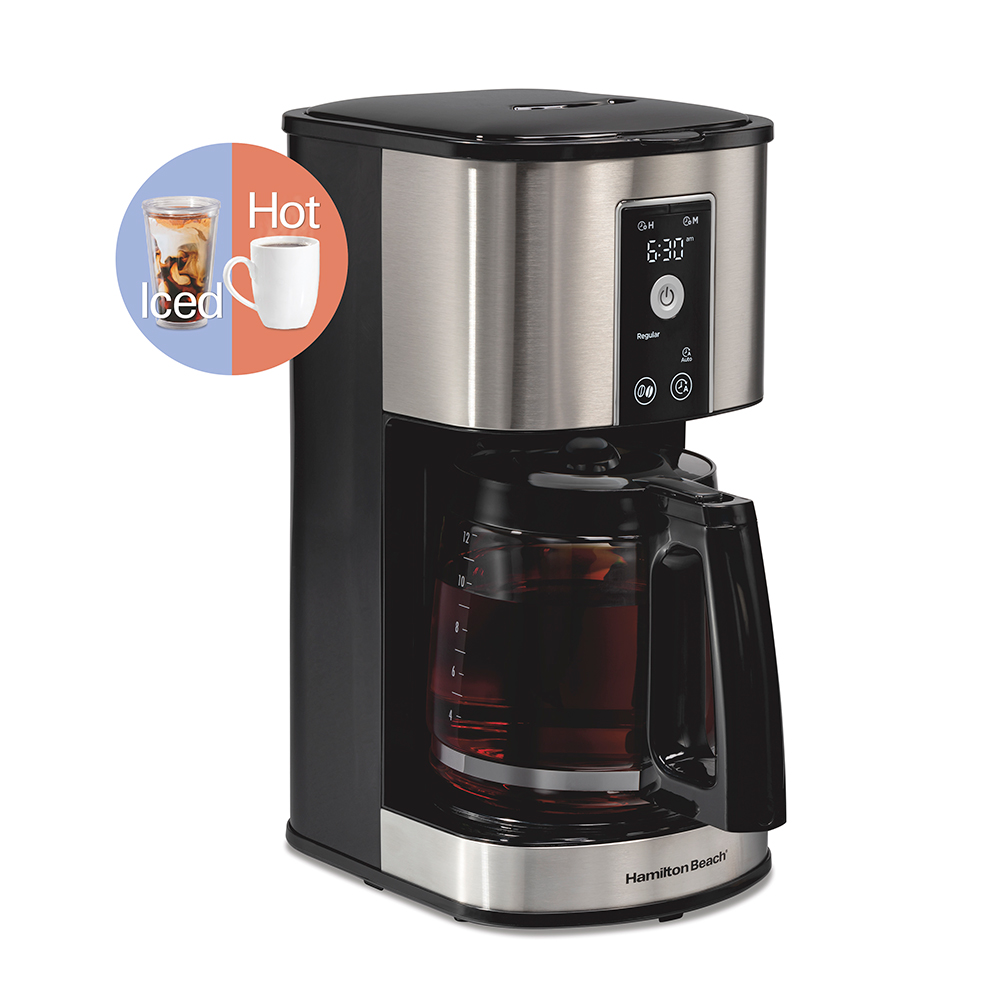 Hamilton Beach 49620J 12-cup programmable hot-and-iced drip coffee maker with glass carafe
