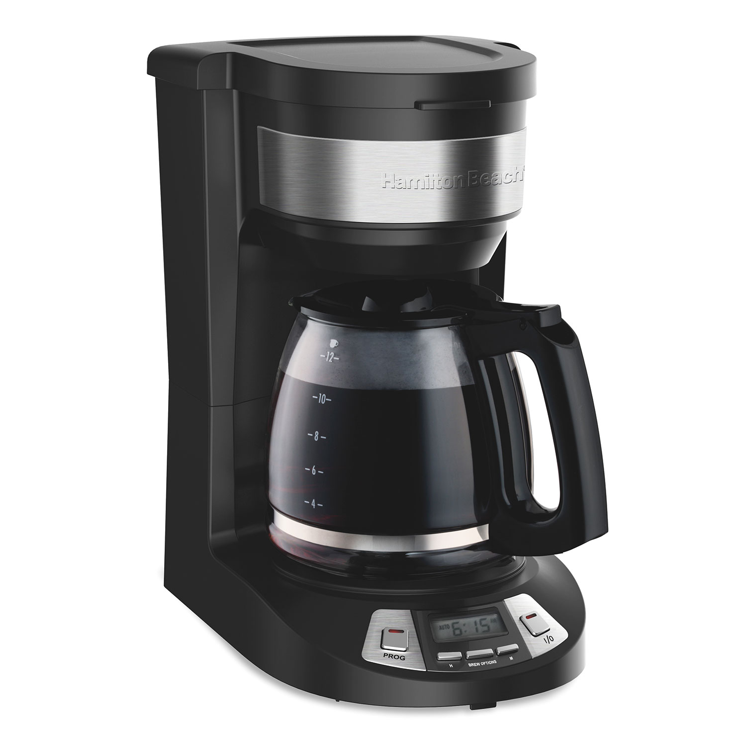 Hamilton Beach factory-recertified R46290 programmable coffee maker with glass carafe and warming plate, shown on the exact manufacturer page