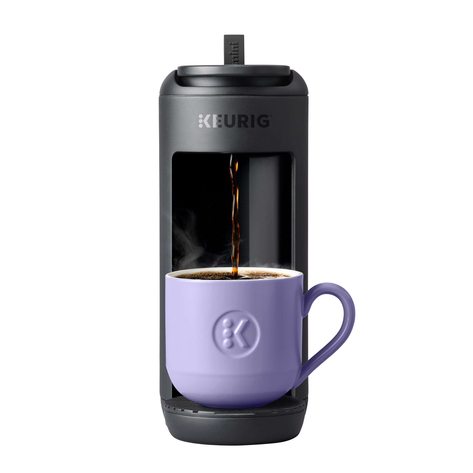 Keurig K-Mini Mate compact single-serve brewer with a cup beneath the front opening