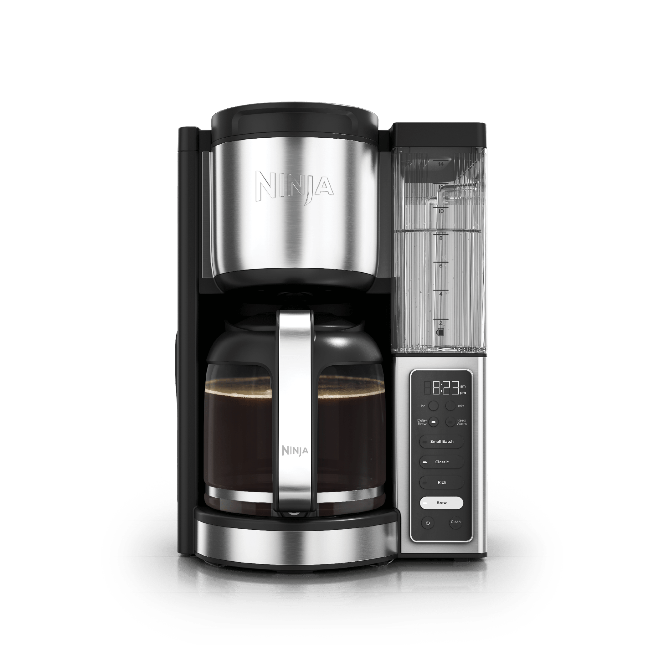 Ninja CE451 FreshBrew coffee maker with 14-cup glass carafe and removable marked reservoir