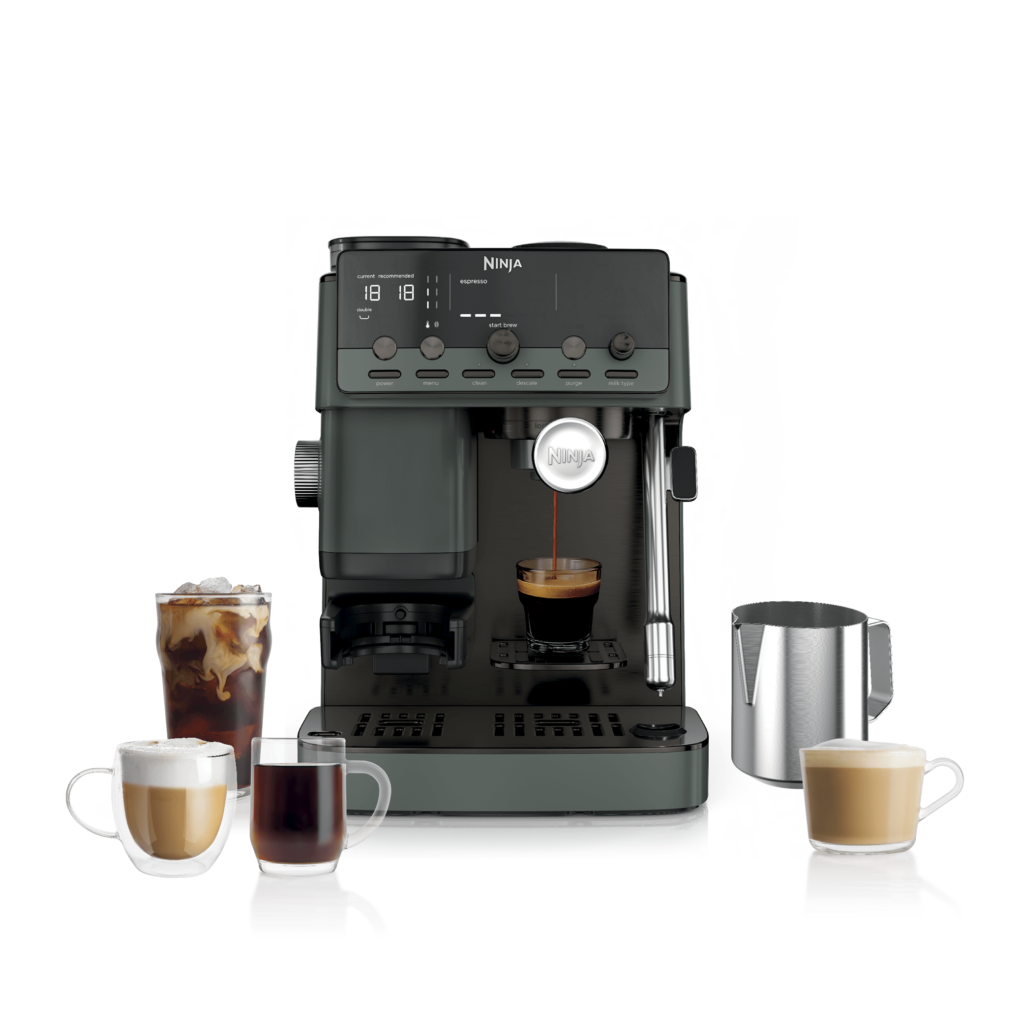Ninja Luxe Café Mini Plus ES351GN Vista Green with portafilter and frothing jug